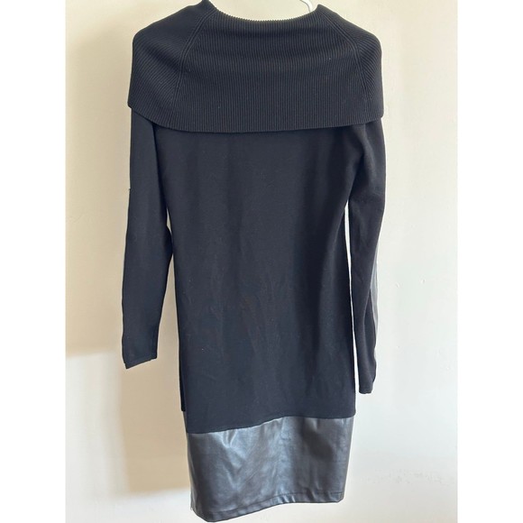 Say What Women’s Black Faux Leather Turtle Neck Dress - Picture 6 of 8